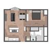 1 Bedroom, 1 Bathroom. Building C. 668 square feet.